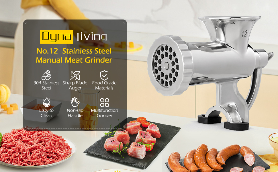 DynaLiving Manual Meat Grinder Stainless Steel Meat Mincer