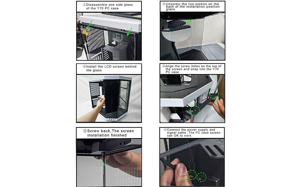 y70 pc case touch lcd screen install