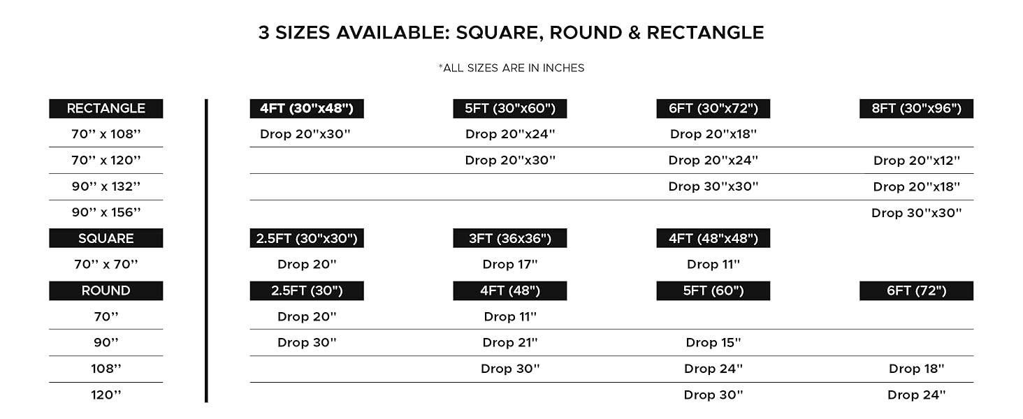 6 foot table cloths for rectangle tables