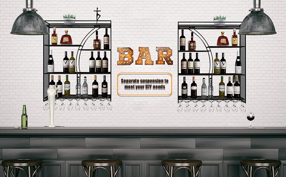 Large Heavy Duty 78.7in Wine Rack Wall Mounted, 2Tiers