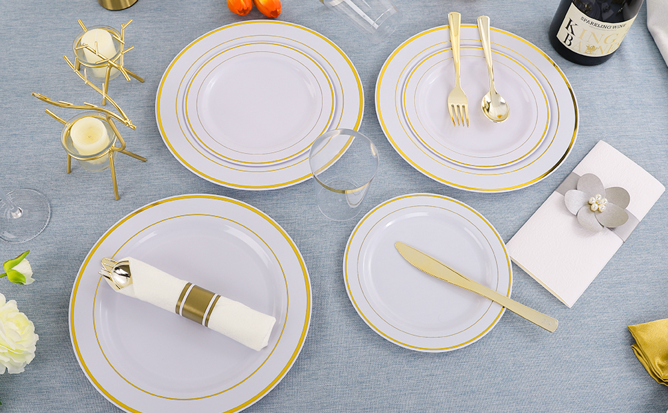 Gold plastic plates