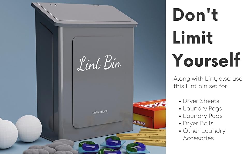 QUILIVIK Metal Lint Bin for Laundry Room Decor