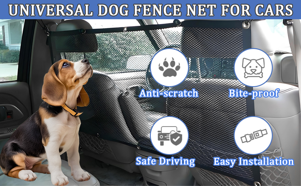 Adjustable Black Dog Protector for Car Trunk for Car, Dog Barrier Net with Rope and Hooks, Rear Seat Barrier, Interior Accessories 22 6 unidades