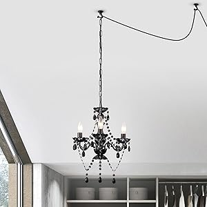 black plug in chandelier