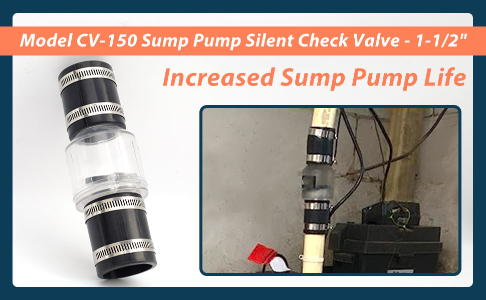 Silent Sump Pump Check Valve 11/2" with BunaN Couplings