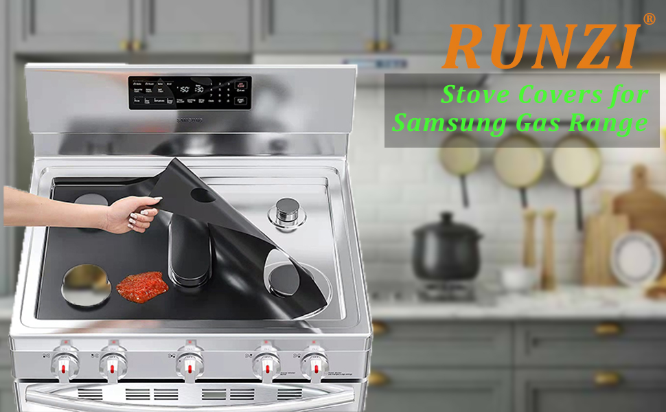 2 Pack Stove Covers, Samsung Gas Stove Burner Cover,Reusable Gas Range