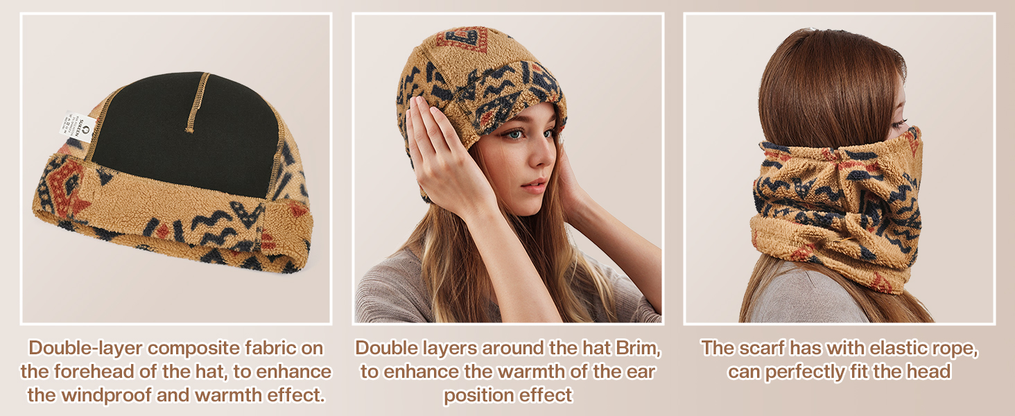 Womens Beanie Hat Scarf Set