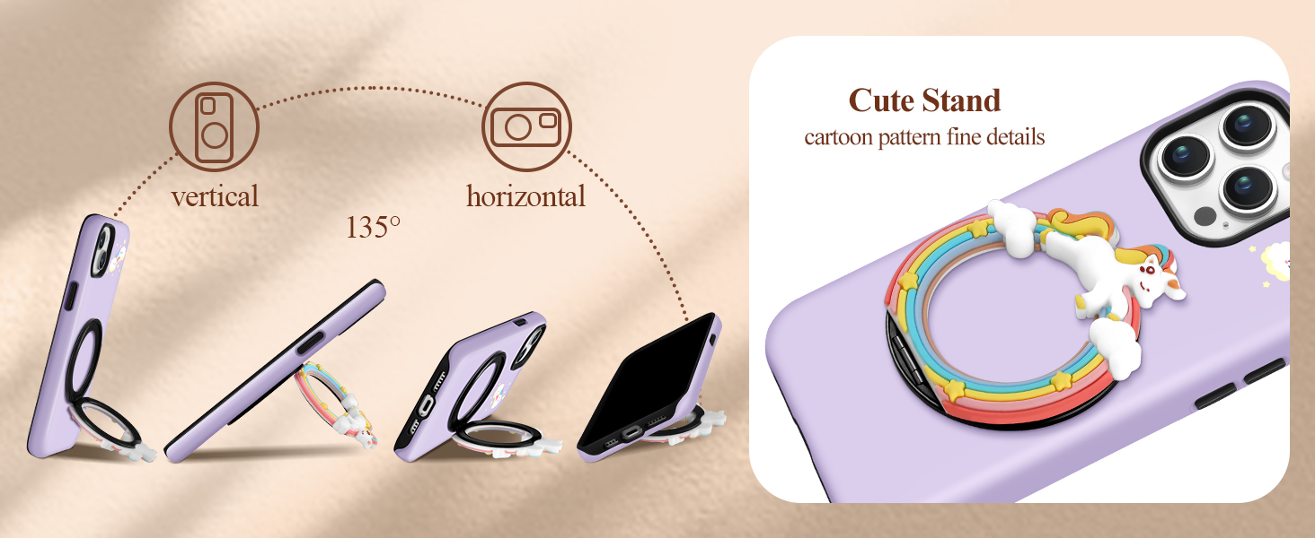 Likiyami for iPhone 15 Case 360°Rotatable Stand & Ring