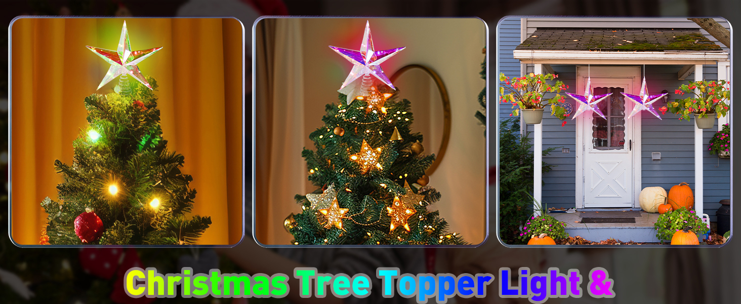 Christmas Tree Topper, 11.45" RGB 10 LED Lighted Xmas Star