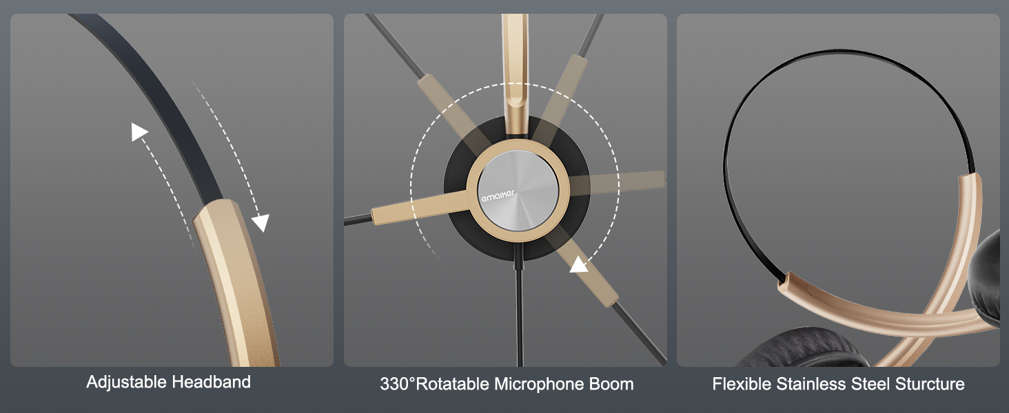 Flexible headset, best headset, adjustable headphone on ear, over the head