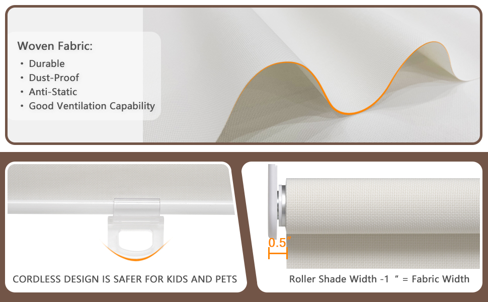 AOSKY Cordless Roller Shades for Windows Light Filtering