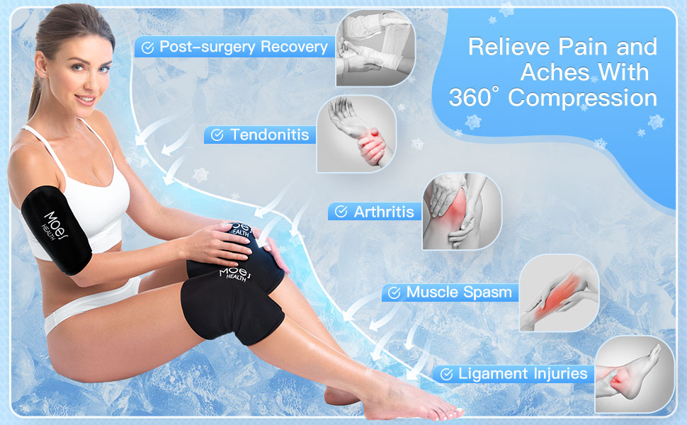 MOES Elbow & Knee Ice Pack, Reusable Gel Cold Sleeve for