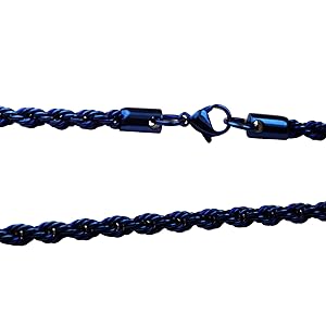 アクセサリー All Blues ROPE NECKLACE THIN 47cm Fantasy Forge Jewelry Electric Blue Rope Chain Necklace Mens