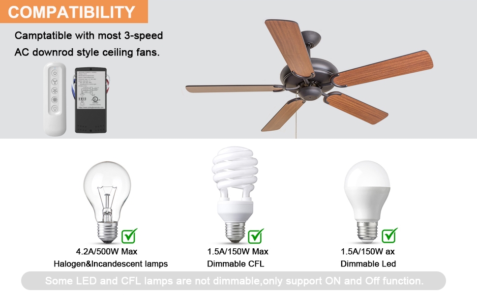 Hunter Ceiling Fan Remote Control Kit Replacment,Applies to Hampton Bay Hunter 99392