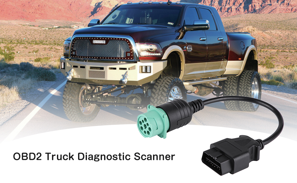 9 Pin to 16 Pin Truck OBD2 Cable, Keenso Diagnostic Scanner Cable