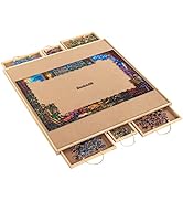 Becko US 30.7 inch x 30.7 inch Wooden Puzzle Table with Lazy Susan, Rotating Jigsaw Puzzle Board ...