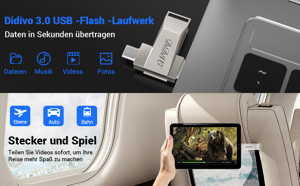 DIDIVO 128GB USB C Memory Stick USB 3.0 Dual OTG Flash Drive USB C Sick