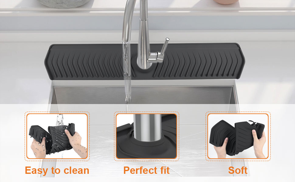 30 inch Kitchen Splash Guard for Sink, Silicone Kitchen Sink Faucet Mat, Sink Splash