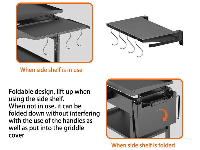 PHYESUVIN Foldable Griddle Side Shelf for Blackstone 28