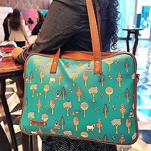 Tree Teal laptop shoulder bag