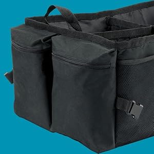 zippered end pouches on the high road large trunk organizer with handles
