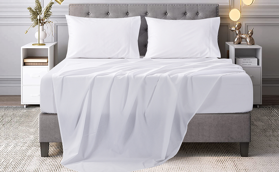 100 Cotton Sheets Queen 18 Inch Deep Pocket Sheet Sets for Queen Size