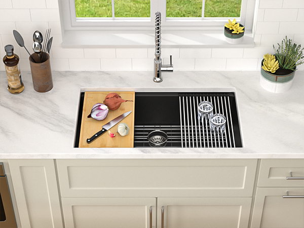 Dcolora 36 in. Black Undermount Kitchen Sink Workstation