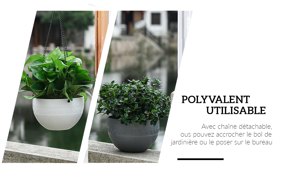 MissFox Pots de Fleurs à Suspendre de 2 Paquet(diamètre 21cm), Pot