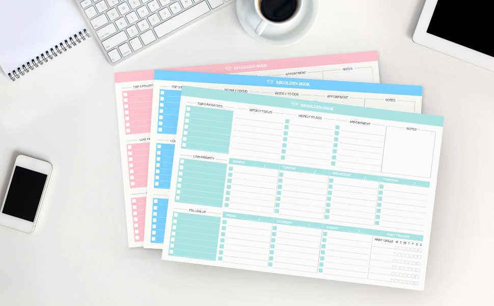 Weekly Planner Notepad Undated Weekly Goals Schedule Planner To Do List Notebook