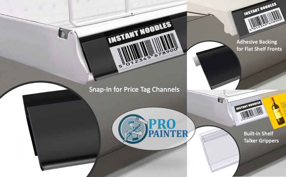 Shelf Label Strips, Pro Painter 50 Pack Snapin 1.25”H
