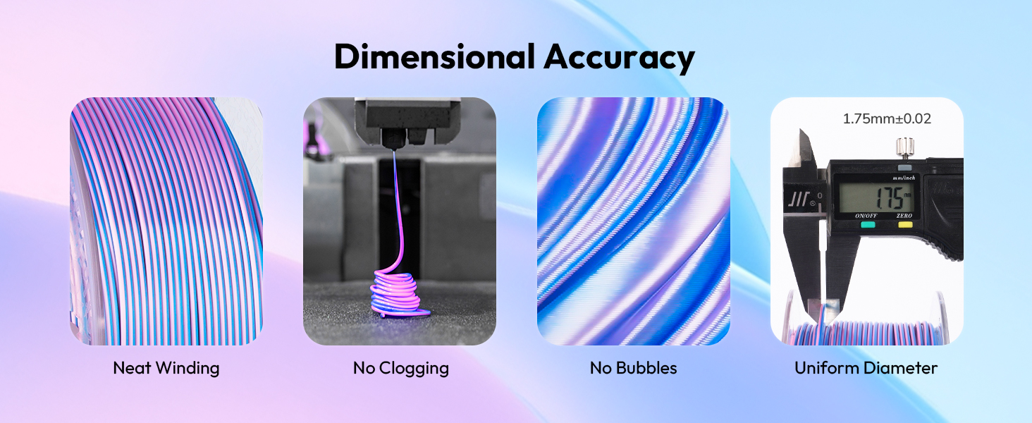 AMOLEN Silk PLA 3D Printer Filament, Dual Color Sky Blue Pink PLA 1.75mm Shiny Color Change Filament