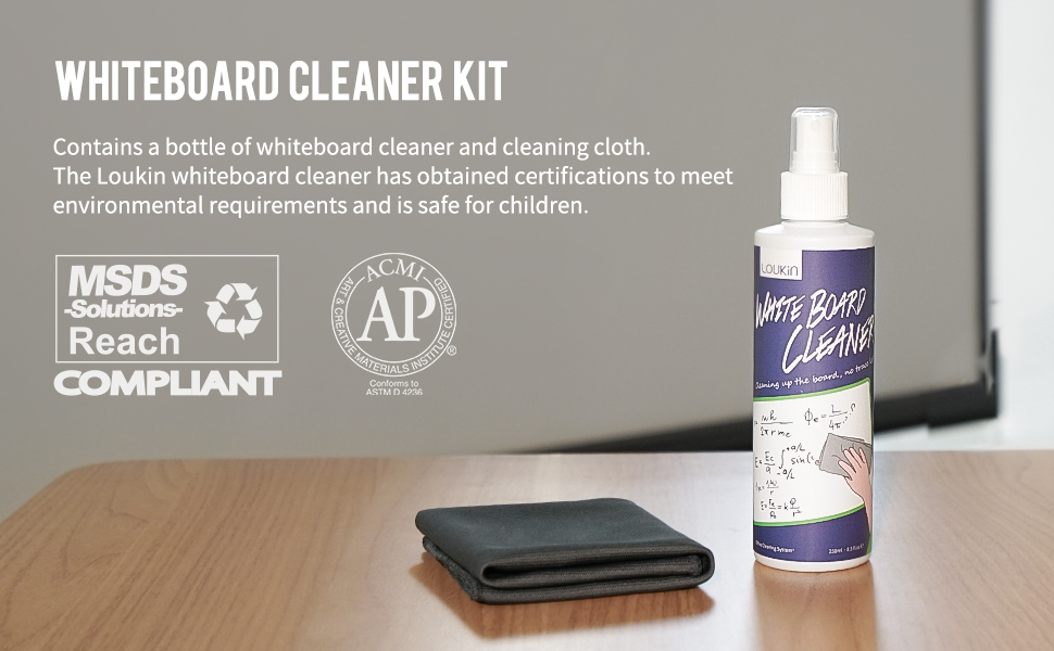LOUKIN NonToxic Whiteboard Cleaner, 8.5oz Dry Erase Board Cleaner, Low