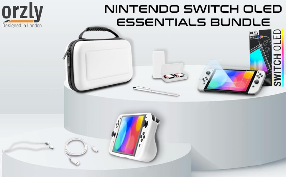 Orzly Accessory Bundle kit for Nintendo Switch Oled Accessories
