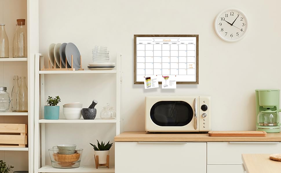 Umtiti Monthly Calendar Dry Erase White board(33 x 43 cm),Rustic Brown
