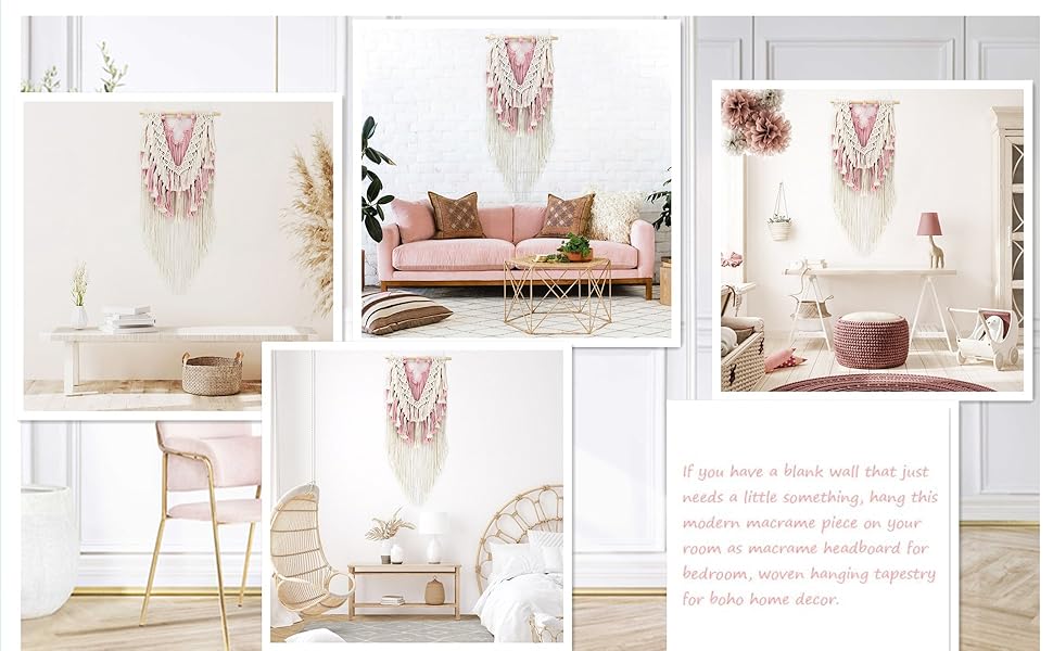 boho macrame tapestry pink 1