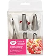 Tala 6 Piece Icing Bag Set with 5 Nozzles and Icing Bag, Silver