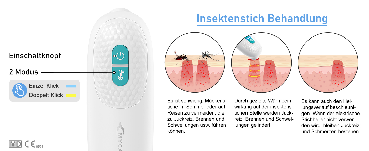 MYCARBON Insektenstichheiler, klein und handlich Mückenstich Hitzestift ...
