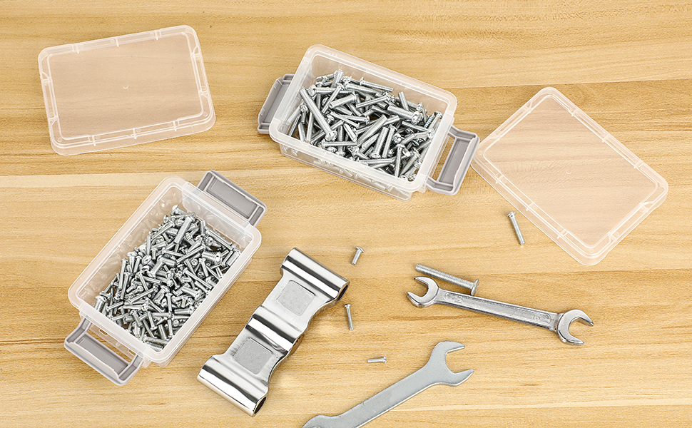 BSTKEY 12 Pcs Plastic Small Storage Containers with Lids, Clear Mini