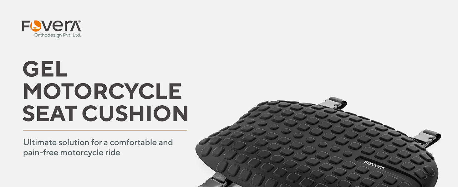 FOVERA Motorcycle Gel Seat Cushion Supports Sit Bones, Tailbone, and