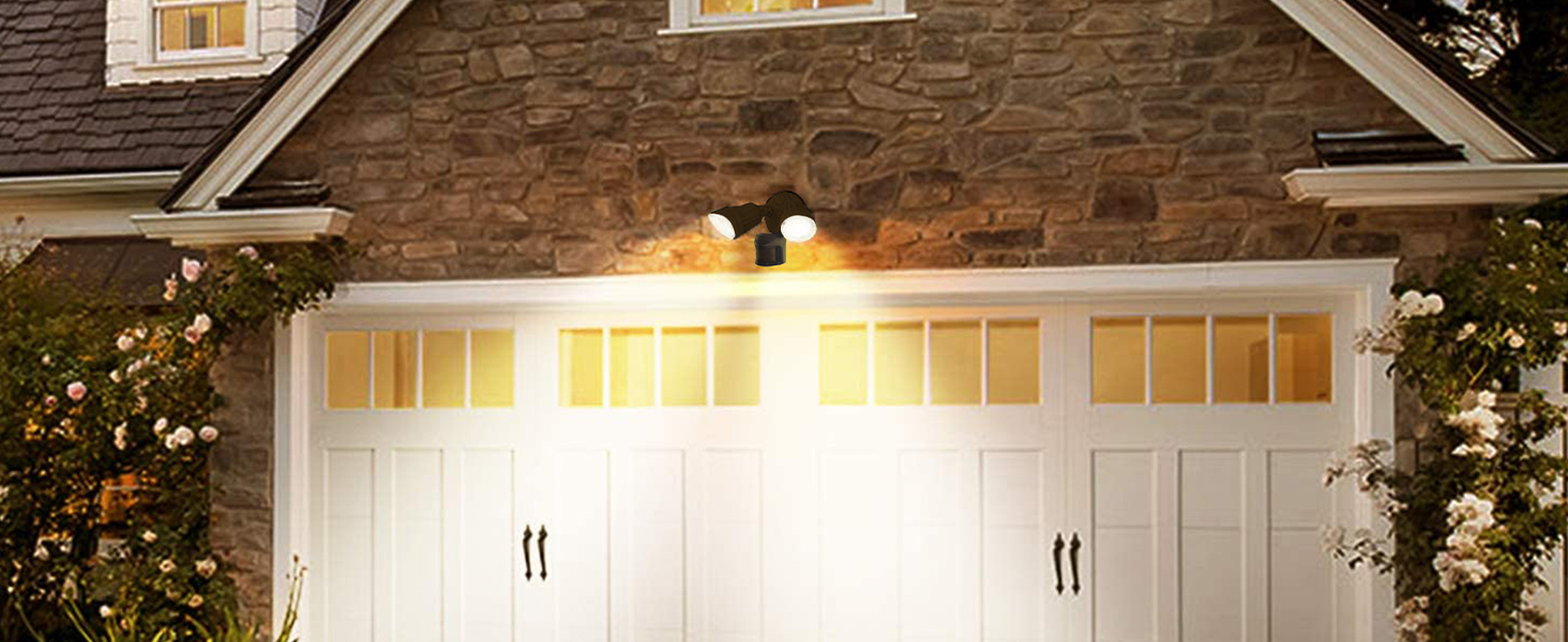 led floodlight for garage double head black