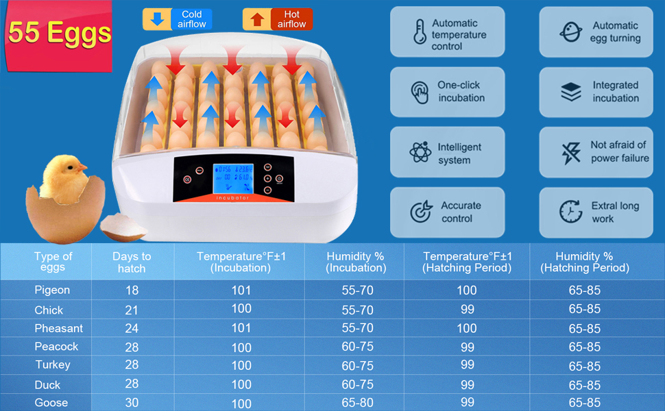 Aceshin 55 Eggs Incubator Digital Poultry Hatcher Machine