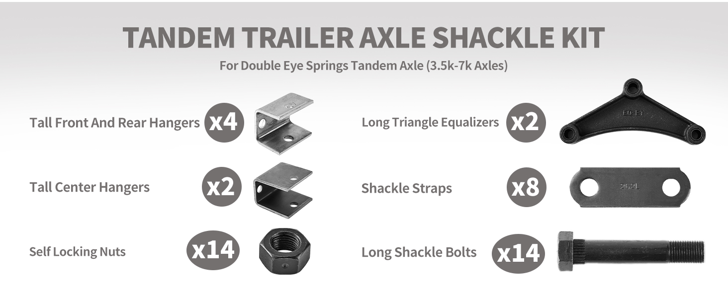 Lonffery Trailer Axle Kit, Trailer Shackle Kit, Tandem Axle Shackle Kit for Double
