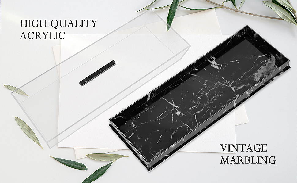 Acrylic Rectangular Cake Tray with Lid Marble Pastry