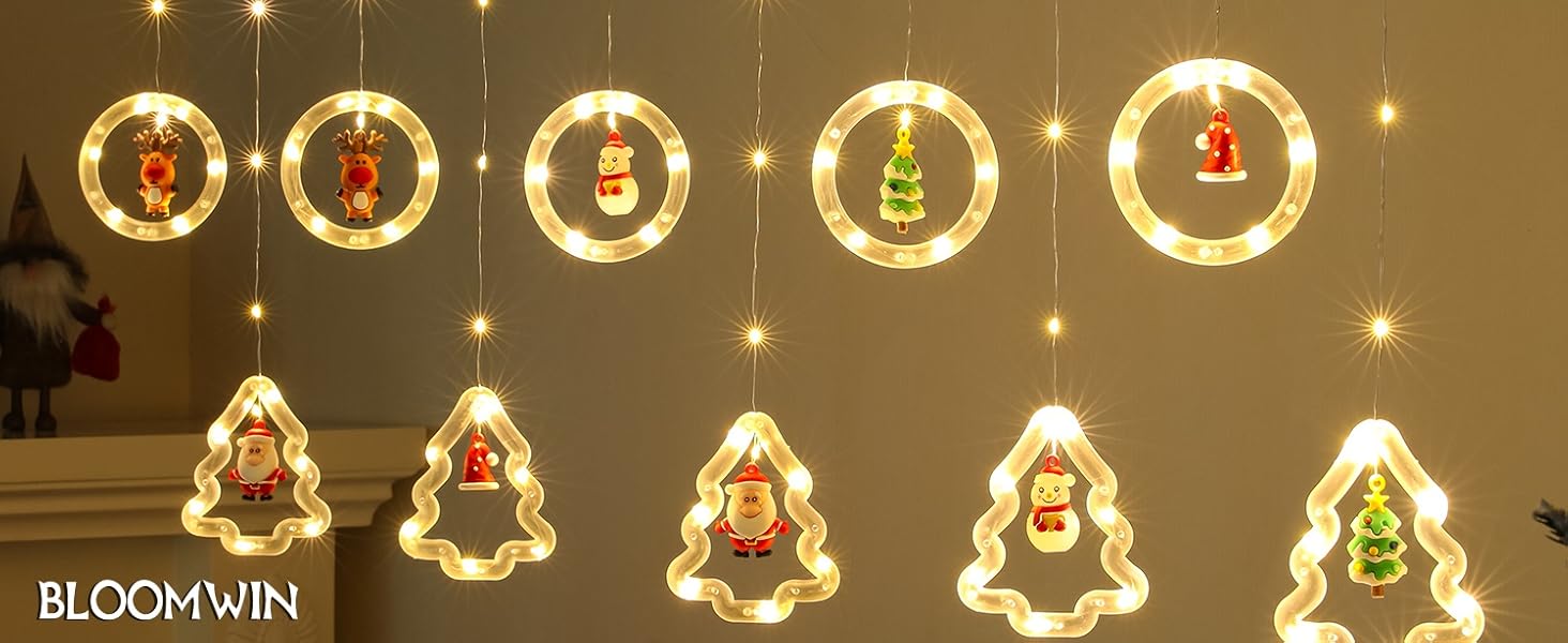 BLOOMWIN Christmas Window Lights, 3m Christmas Curtain Lights USB Xmas