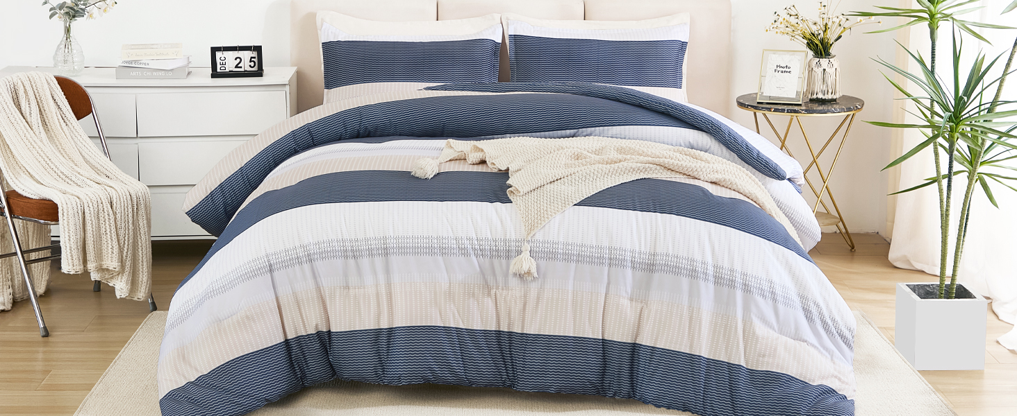 Litanika Comforter Set California King Size Blue Yellow 3