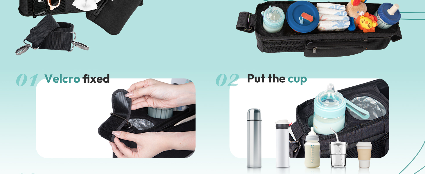 WonderFold Small Parent Console With 2 Insulated Cup Holders - Volcani