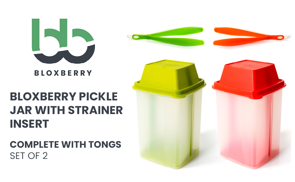 BloxBerry Pickle Jar with Strainer Insert Set of 2
