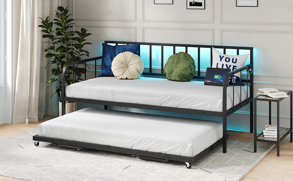 CollaredEagle Daybed with Charging Station, Adjustable Sofa