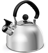Whistling Tea Kettle for Stovetop, 2L Stainless Steel Tea Pot, Water Kettle with Ergonomic Foldin...