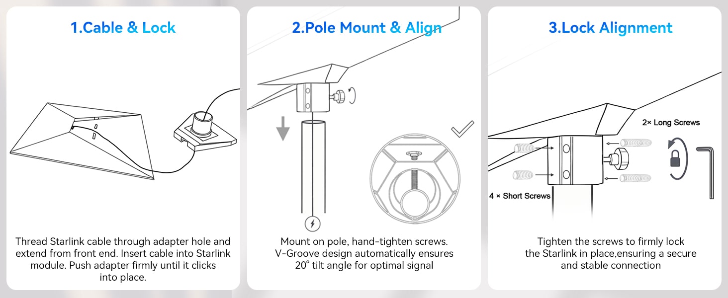 Starlink Mount Pole Adapter for Starlink Starlink Mount Gen3 Starlink V3 Pole Mounting Kit